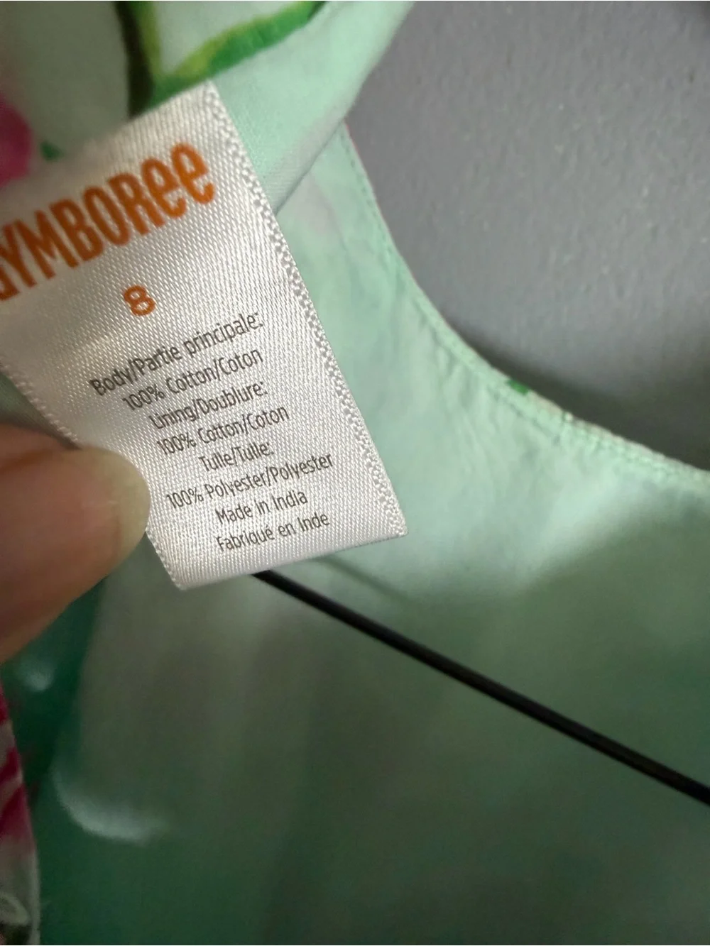 Gymboree Mint Dress with Pink Floral Print